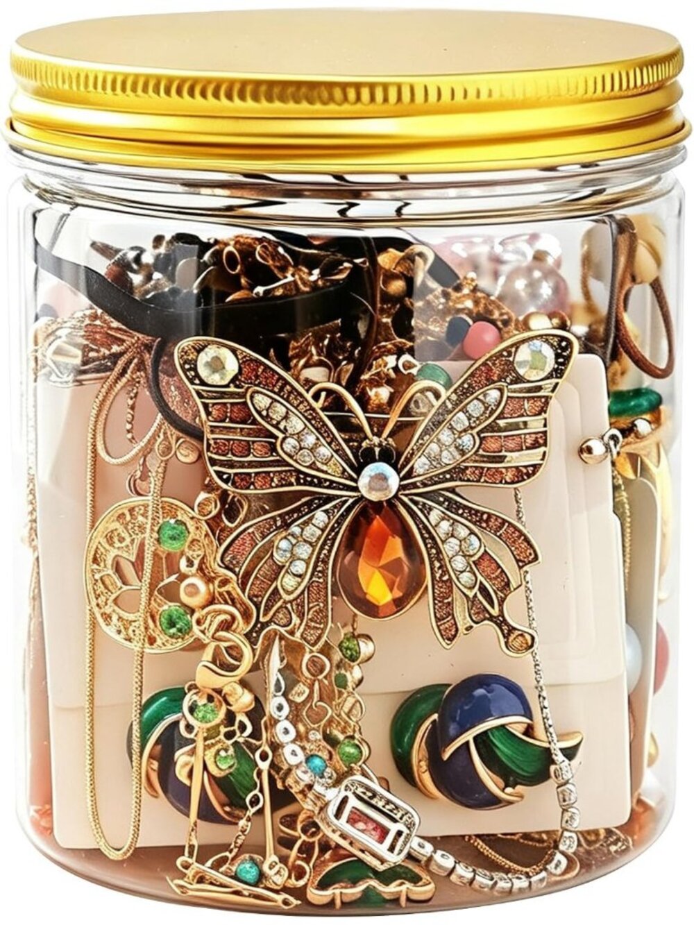Gold Mystery Jewelry Surprise Gothic Jewelry Set Jar Mixed Retro Holiday Gift